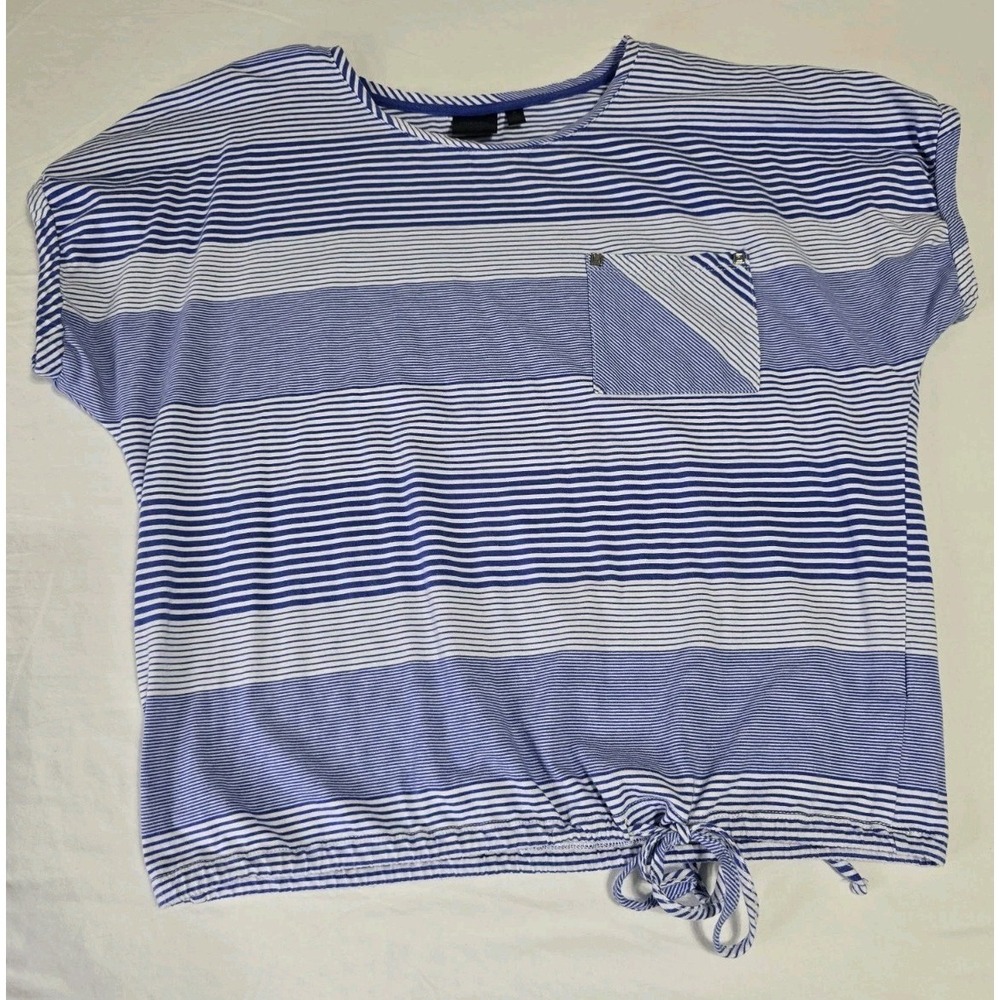 Rafaella‎ Women's Medium Blue & White Striped Top
